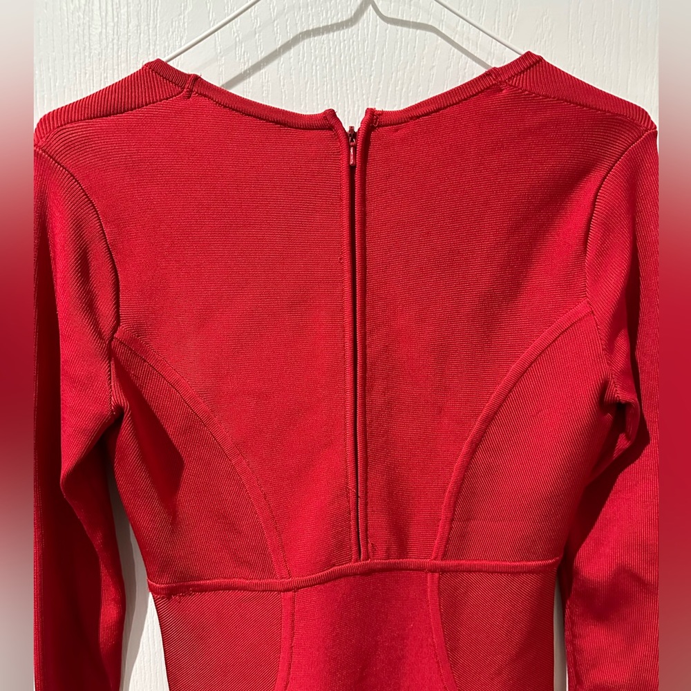 Ted Baker Red Knit Aspin Long Sleeve Celebrity Bodycon Sheath Dress - Picture 10 of 13